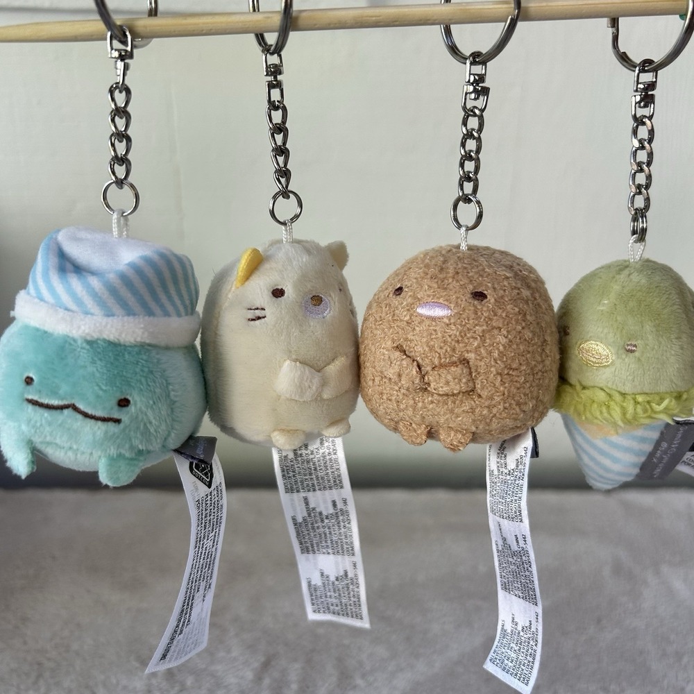 San-X Sumikko Gurashi Ice Cream Series Plush Keychain Tokage Neko Tonkatsu NWOT